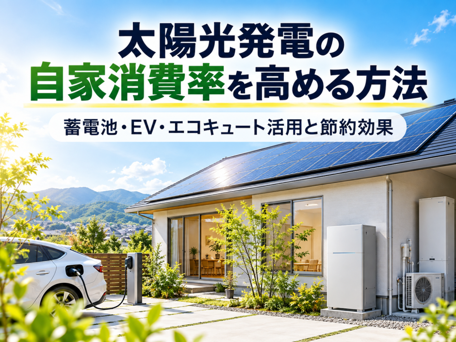 太陽光発電の自家消費率を高める方法｜蓄電池・EV・エコキュート活用と節約効果のアイキャッチ画像