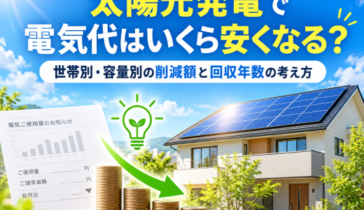 太陽光発電で電気代はいくら安くなる？世帯別・容量別の削減額と回収年数を試算