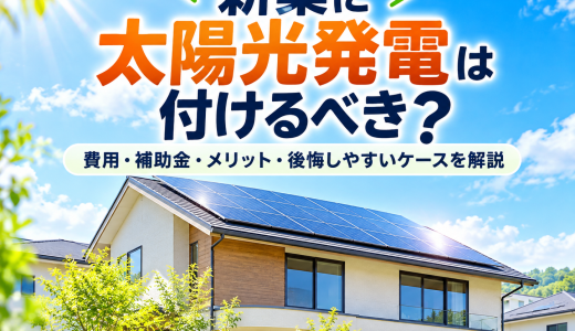 新築に太陽光発電は付けるべき？費用・補助金・メリット・後悔しやすいケースを解説