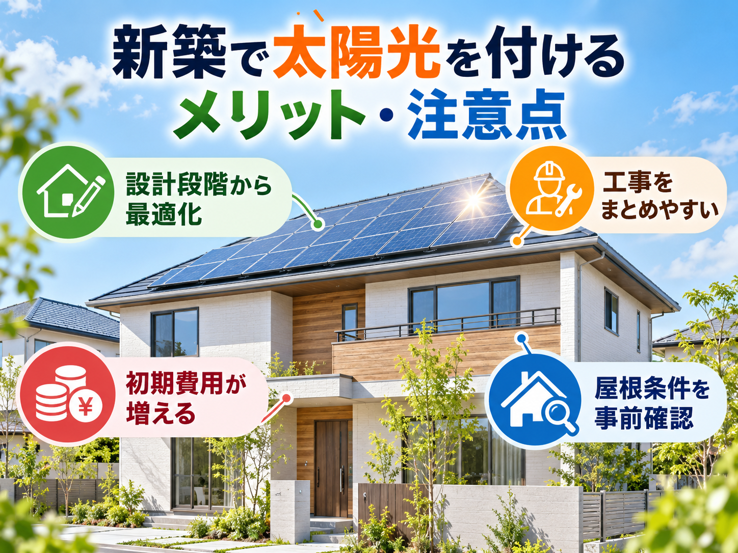 新築に太陽光発電は付けるべき?費用・補助金・メリット・後悔しやすいケースを解説の解説画像1