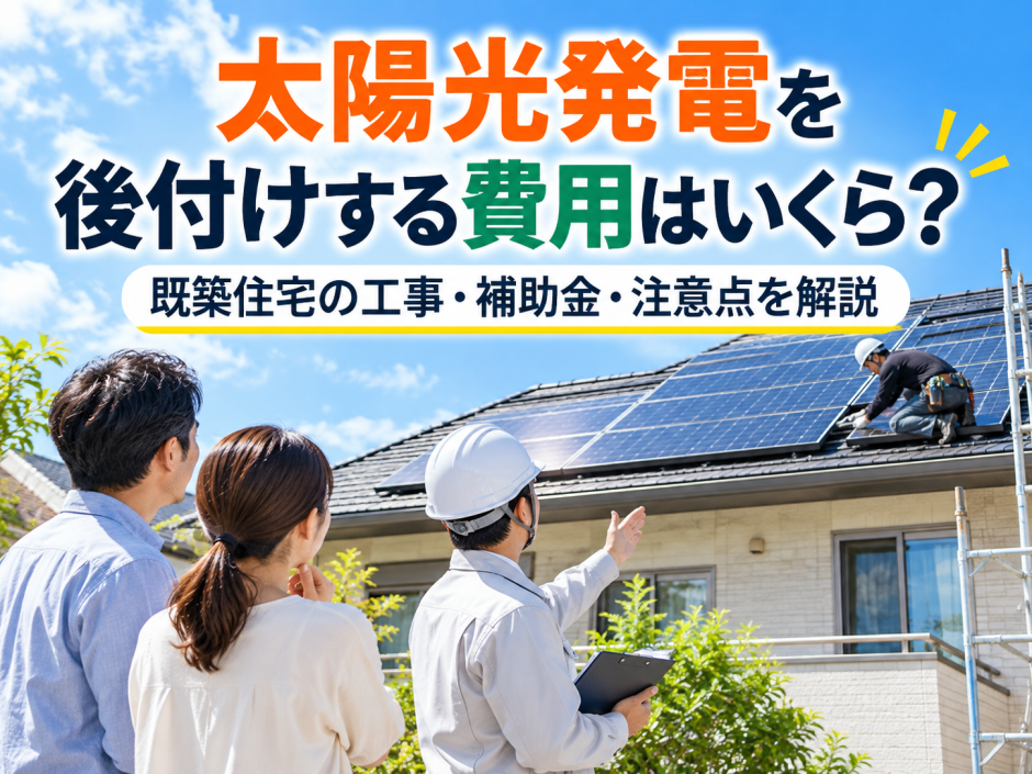 【2026年版】太陽光発電を後付けする費用はいくら？既築住宅の工事・補助金・注意点のアイキャッチ画像