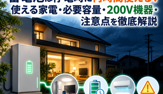 蓄電池は停電時に何時間使える？使える家電・必要容量・200V機器・注意点を徹底解説