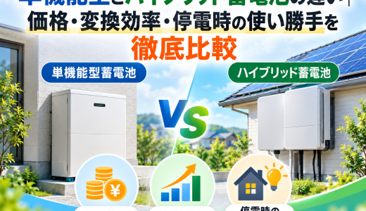 単機能型とハイブリッド蓄電池の違い｜価格・変換効率・停電時の使い勝手を徹底比較