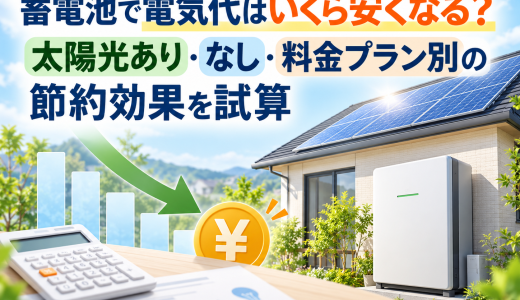 蓄電池で電気代はいくら安くなる？太陽光あり・なし・料金プラン別の節約効果を試算