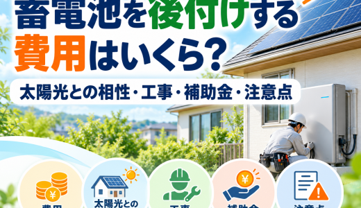 【2026年版】蓄電池を後付けする費用はいくら？太陽光との相性・工事・補助金・注意点