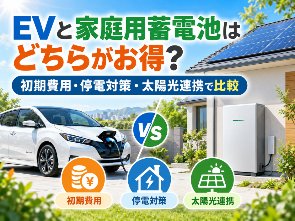EVと家庭用蓄電池はどちらがお得？容量・価格・停電対策・V2H活用を徹底比較のアイキャッチ画像
