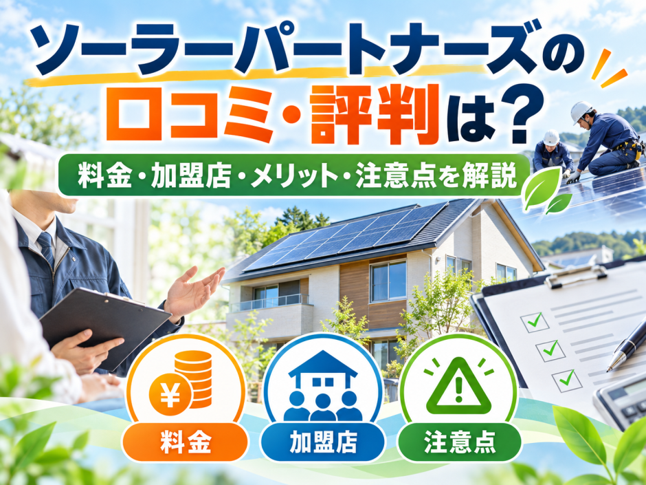 【2026年最新】ソーラーパートナーズの口コミ・評判は？料金・加盟店・メリット・注意点を徹底解説のアイキャッチ画像