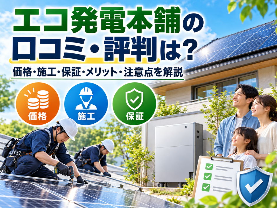 【2026年最新】エコ発電本舗の口コミ・評判は？価格・施工・保証・メリット・注意点を徹底解説のアイキャッチ画像