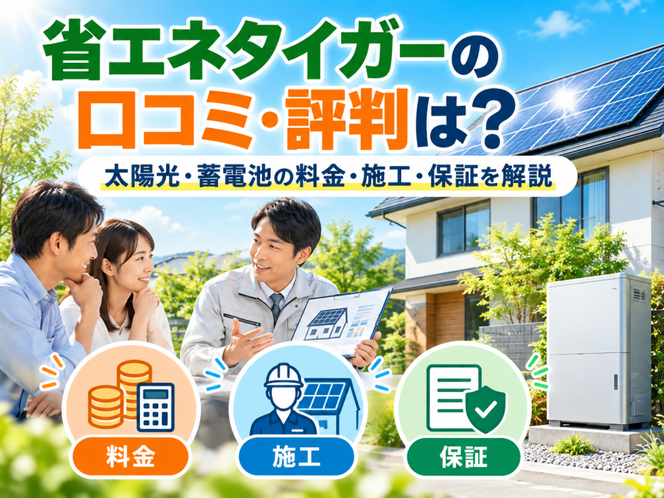 【2026年最新】省エネタイガーの口コミ・評判は？太陽光・蓄電池の料金・施工・保証を解説のアイキャッチ画像