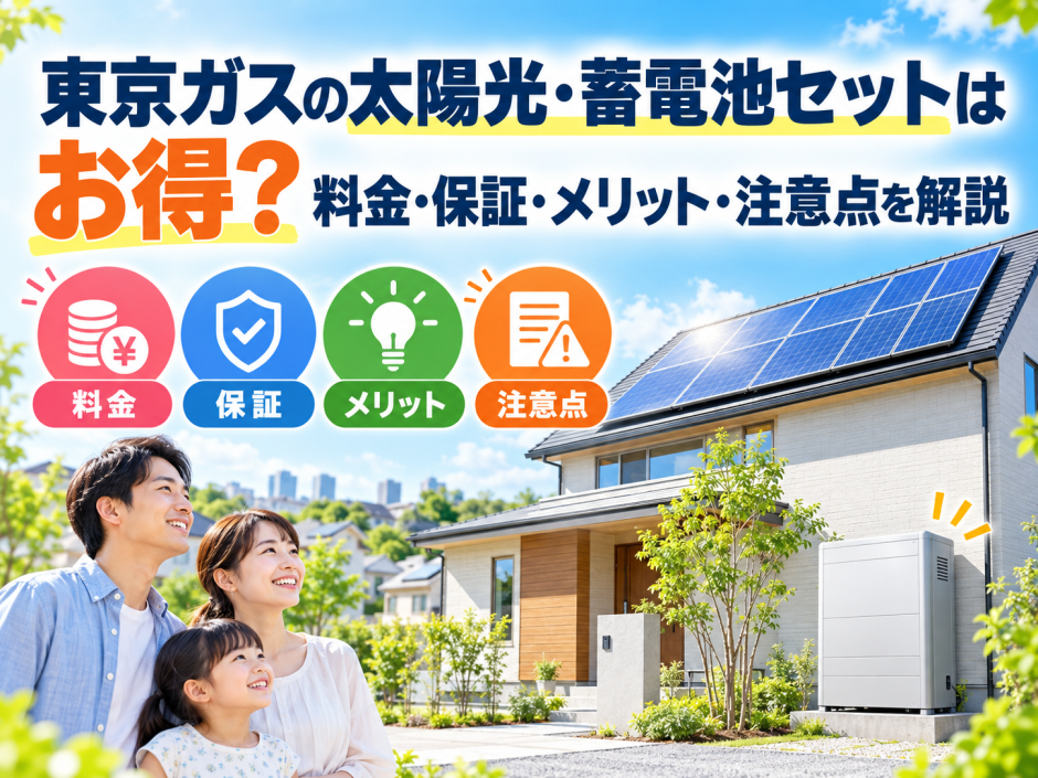 【2026年最新】東京ガスの太陽光・蓄電池セットはお得？料金・保証・メリット・注意点を解説のアイキャッチ画像
