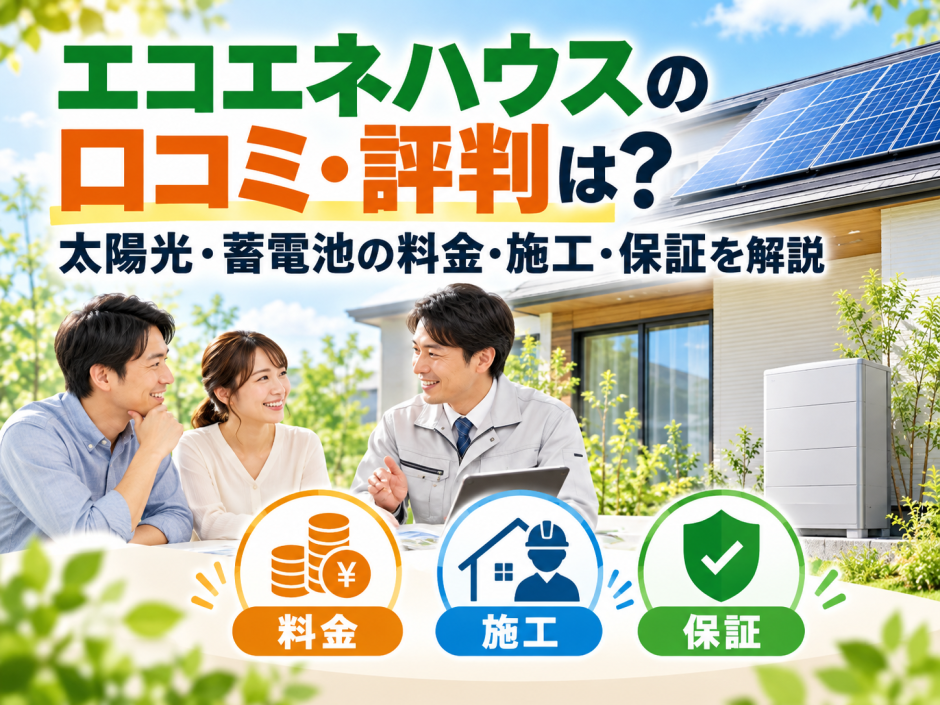 【2026年最新】エコエネハウスの口コミ・評判は？太陽光・蓄電池の料金・施工・保証を解説のアイキャッチ画像