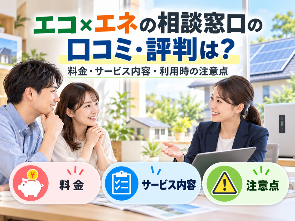 【2026年最新】エコ×エネの相談窓口の口コミ・評判は？料金・サービス内容・利用時の注意点のアイキャッチ画像