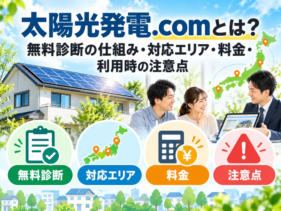 【2026年最新】太陽光発電.comとは？無料診断の仕組み・対応エリア・料金・利用時の注意点のアイキャッチ画像