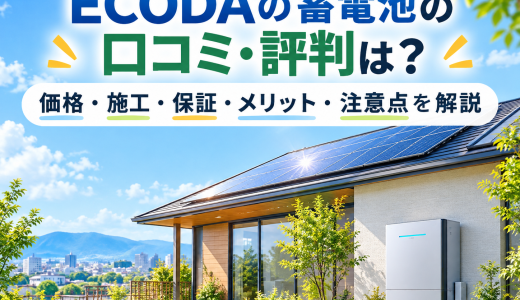 【2026年最新】ECODAの蓄電池の口コミ・評判は？価格・施工・保証・メリット・注意点を解説