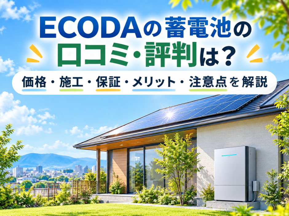 【2026年最新】ECODAの蓄電池の口コミ・評判は？価格・施工・保証・メリット・注意点を解説のアイキャッチ画像