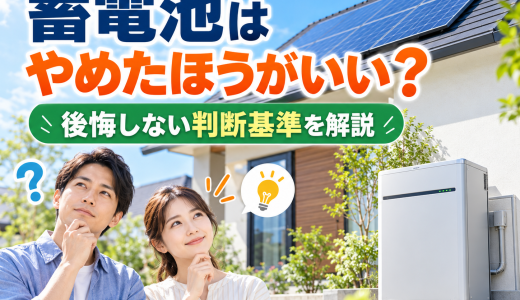 蓄電池はやめたほうがいい？元が取れないケース・必要な家・後悔しない判断基準【2026年】