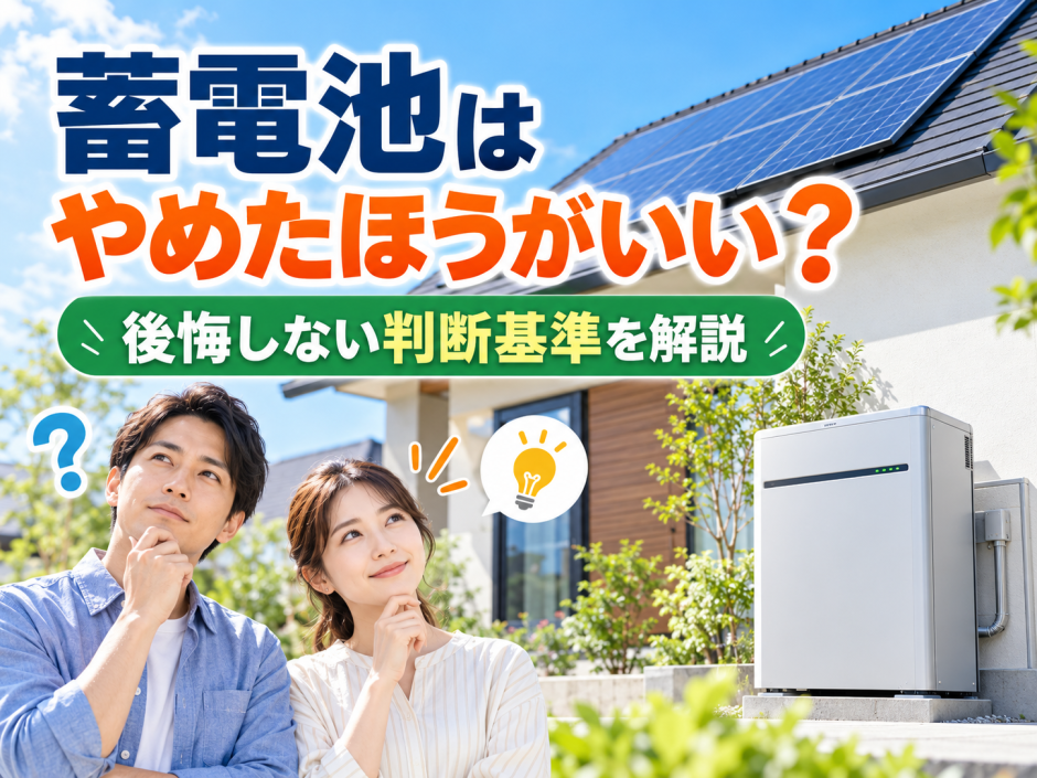 蓄電池はやめたほうがいい？元が取れないケース・必要な家・後悔しない判断基準【2026年】のアイキャッチ画像