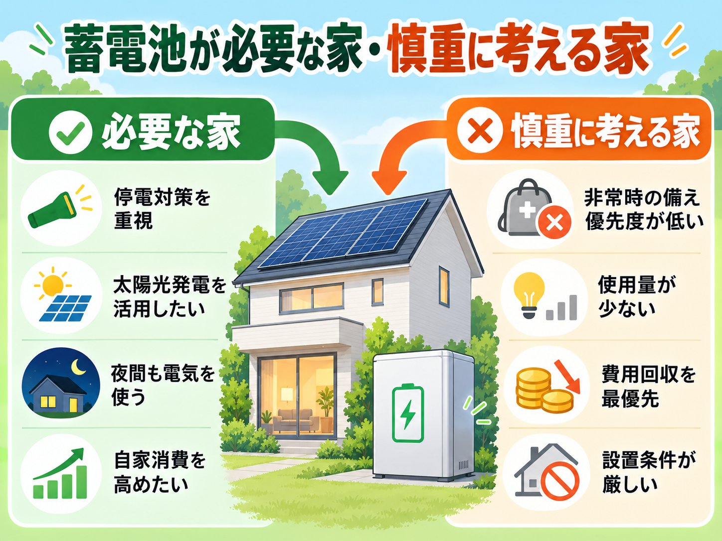 蓄電池はやめたほうがいい？元が取れないケース・必要な家・後悔しない判断基準【2026年】の解説画像2