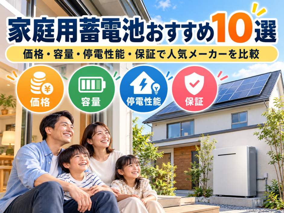 【2026年最新】家庭用蓄電池おすすめ10選｜価格・容量・停電性能・保証で人気メーカーを徹底比較のアイキャッチ画像