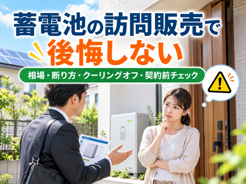【2026年版】蓄電池の訪問販売で後悔しない｜相場・断り方・クーリングオフ・契約前チェックのアイキャッチ画像