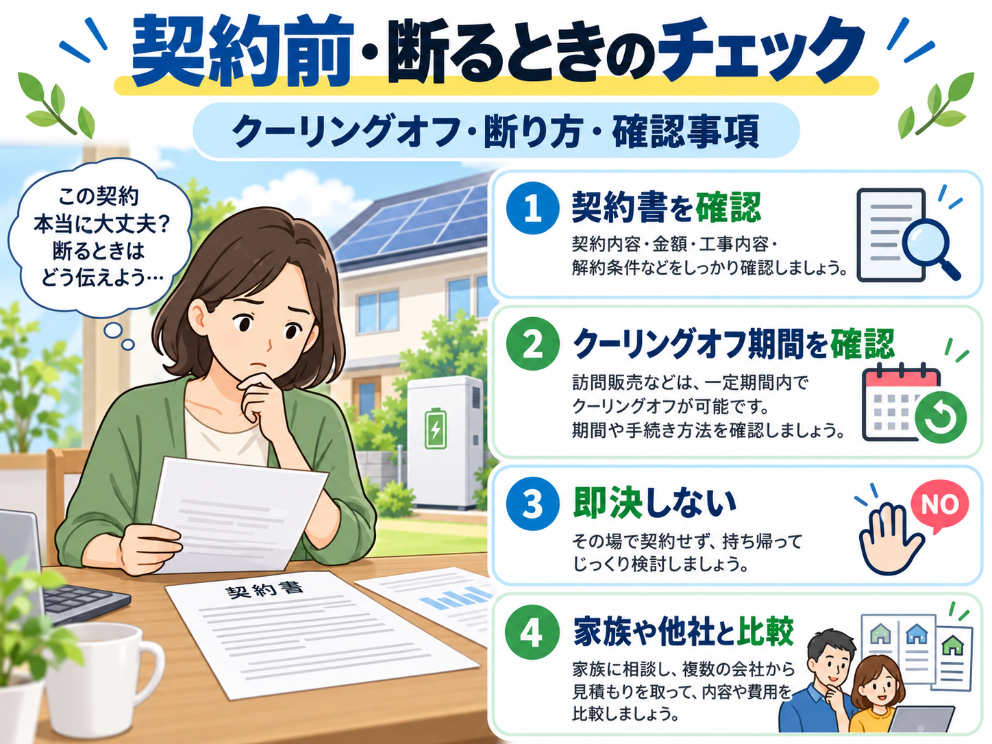 【2026年版】蓄電池の訪問販売で後悔しない|相場・断り方・クーリングオフ・契約前チェックの解説画像2
