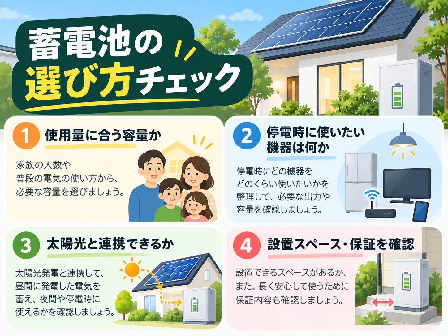 【2026年最新】家庭用蓄電池メーカーおすすめ比較｜価格・容量・停電性能・保証を徹底比較の解説画像2