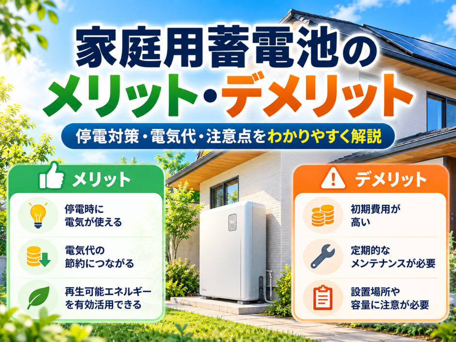 家庭用蓄電池のメリット・デメリット｜必要な家庭・不要な家庭・費用対効果を解説【2026年】のアイキャッチ画像