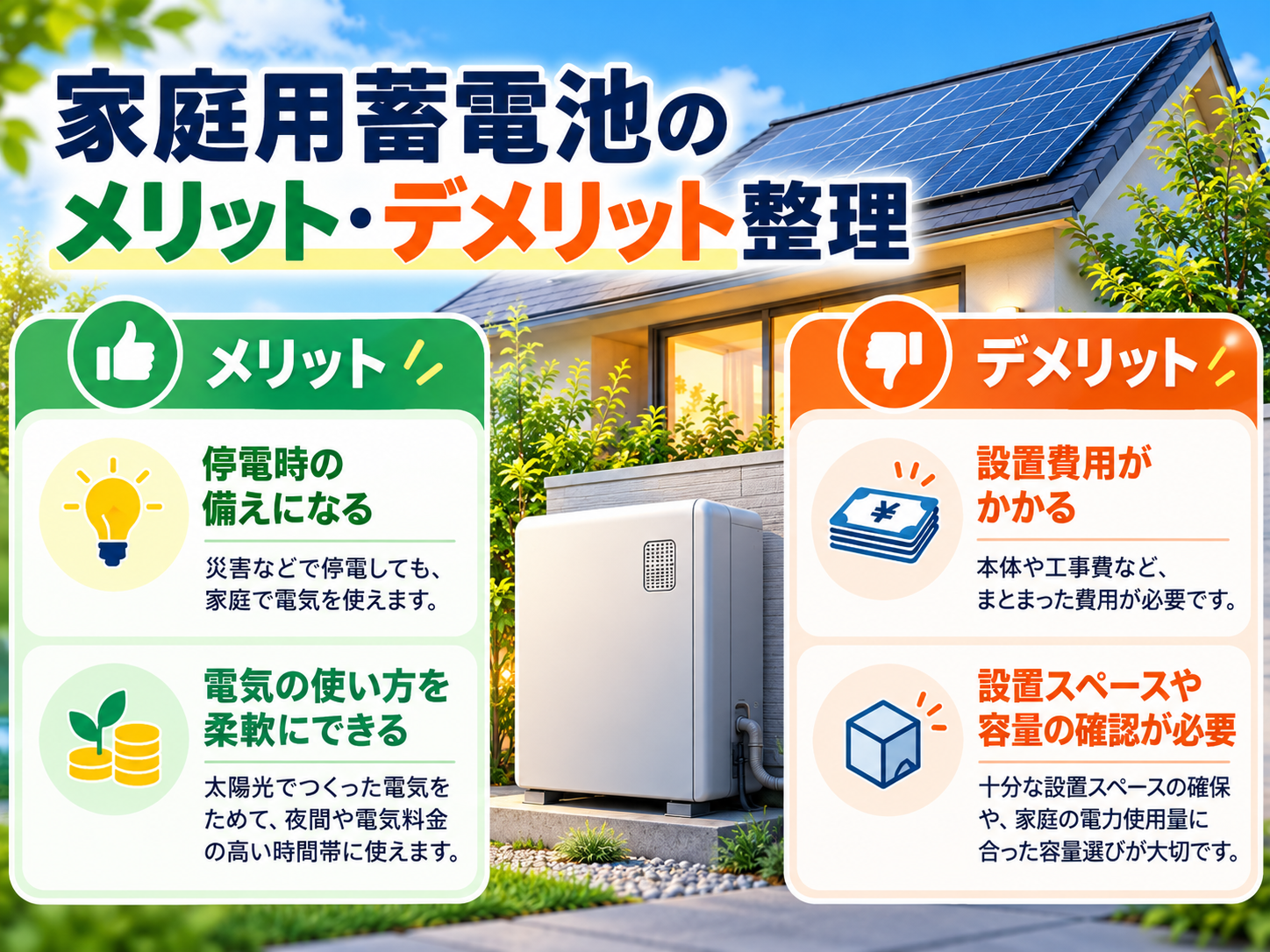 家庭用蓄電池のメリット・デメリット|必要な家庭・不要な家庭・費用対効果を解説【2026年】の解説画像1