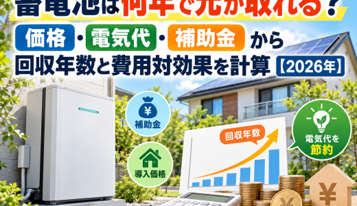 蓄電池は何年で元が取れる？価格・電気代・補助金から回収年数と費用対効果を計算【2026年】
