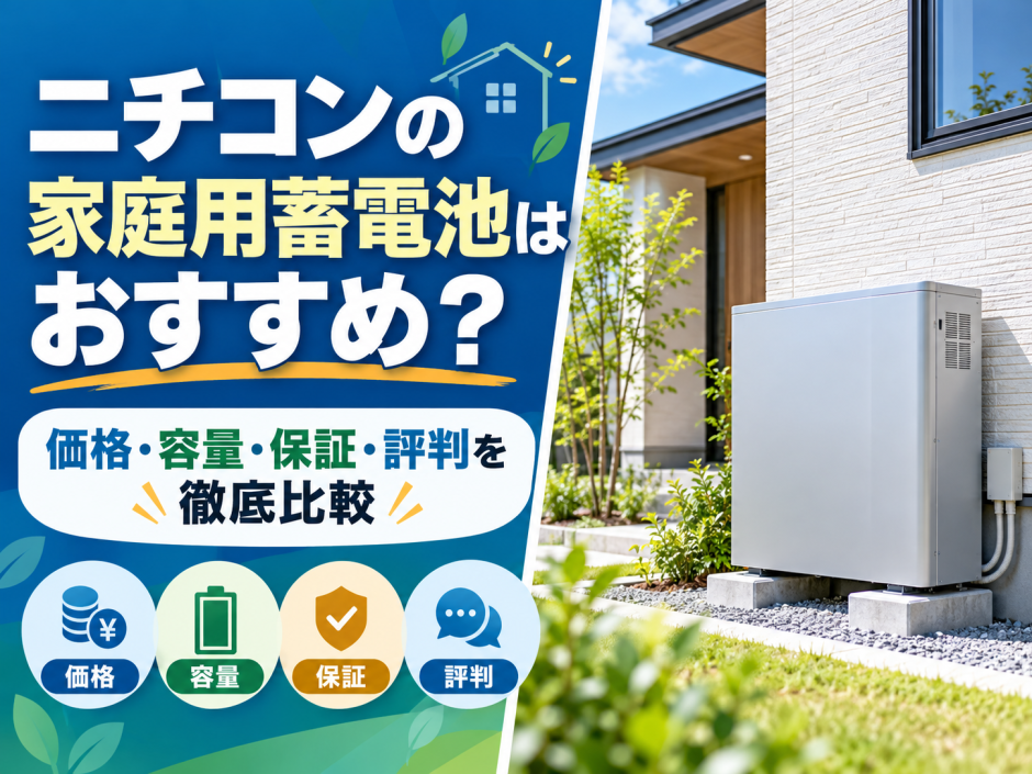 【2026年最新】ニチコンの家庭用蓄電池はおすすめ？価格・容量・保証・評判を徹底比較のアイキャッチ画像