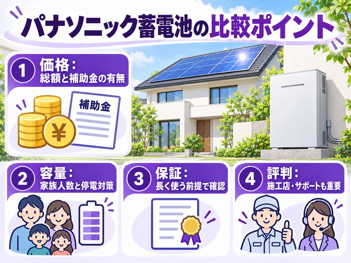 【2026年最新】パナソニックの家庭用蓄電池はおすすめ?価格・容量・保証・評判を徹底比較の解説画像1