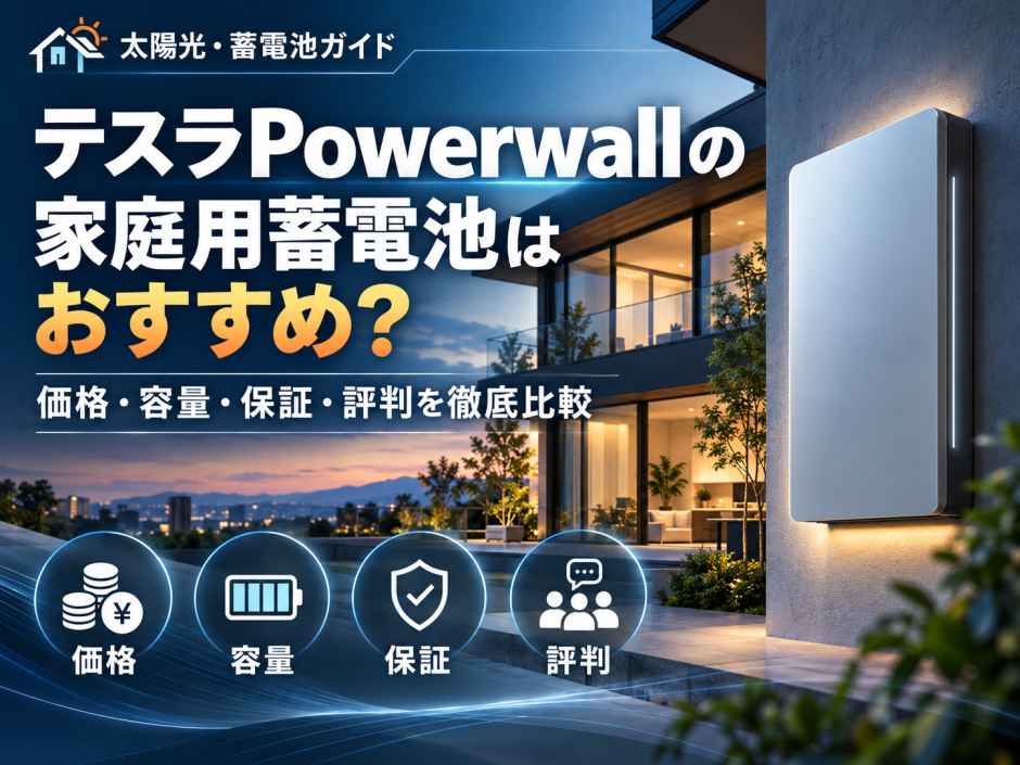 【2026年最新】テスラPowerwallの家庭用蓄電池はおすすめ？価格・容量・保証・評判を徹底比較のアイキャッチ画像