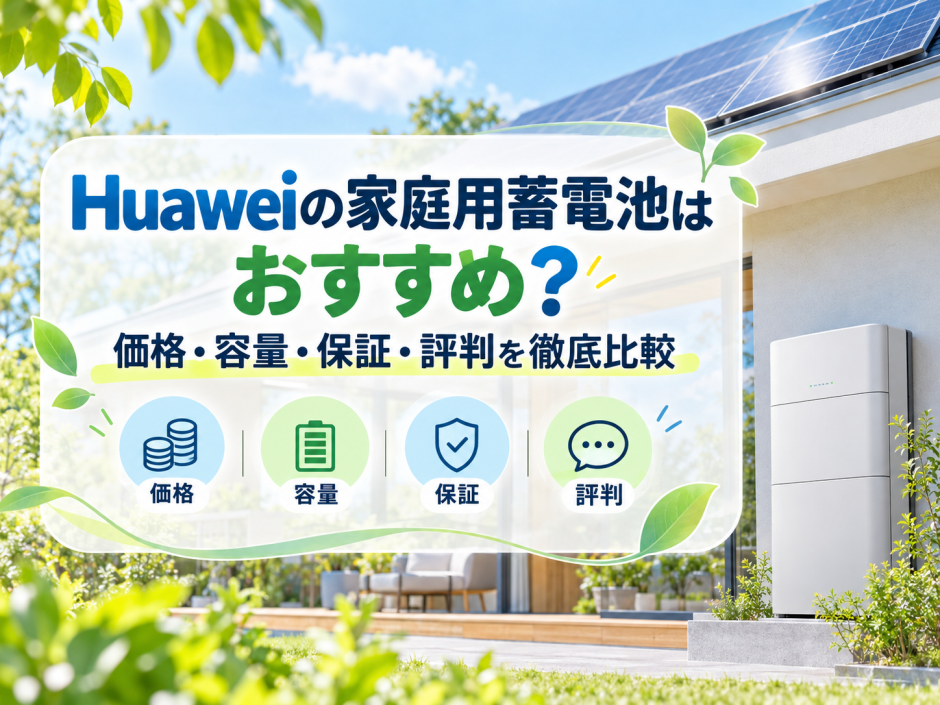 【2026年最新】Huaweiの家庭用蓄電池はおすすめ？価格・容量・保証・評判を徹底比較のアイキャッチ画像