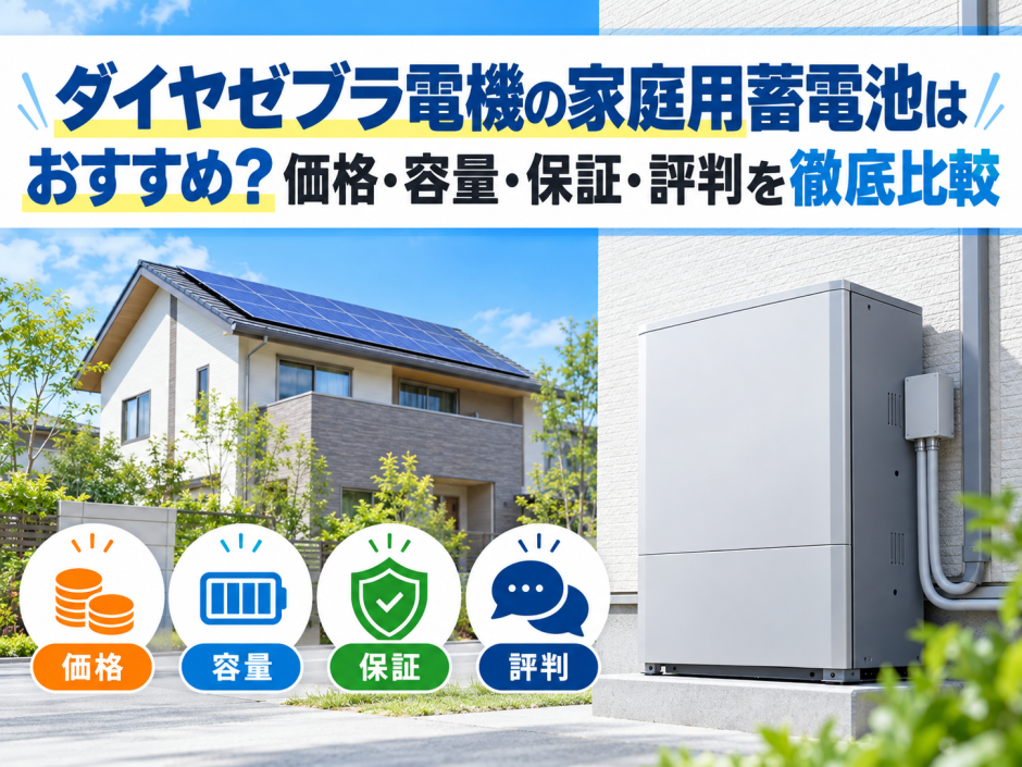 【2026年最新】ダイヤゼブラ電機の家庭用蓄電池はおすすめ？価格・容量・保証・評判を徹底比較のアイキャッチ画像