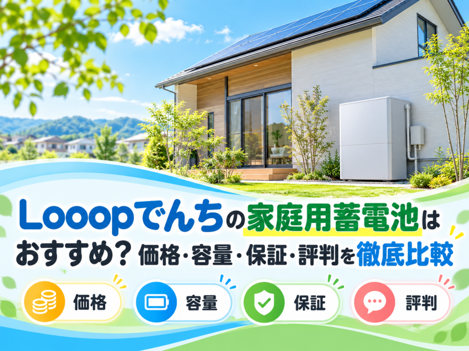 【2026年最新】Looopでんちの家庭用蓄電池はおすすめ？価格・容量・保証・評判を徹底比較のアイキャッチ画像