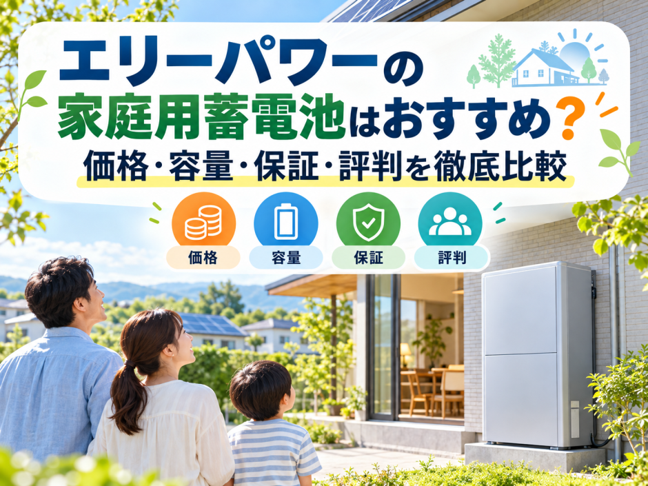【2026年最新】エリーパワーの家庭用蓄電池はおすすめ？価格・容量・保証・評判を徹底比較のアイキャッチ画像