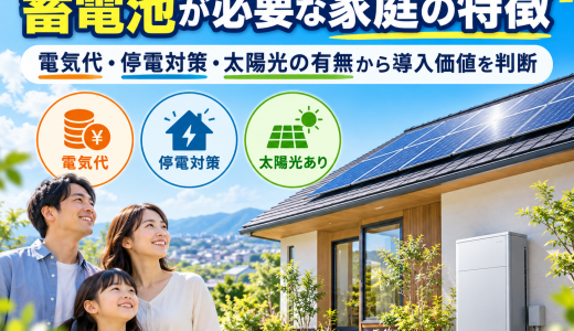 蓄電池が必要な家庭の特徴｜電気代・停電対策・太陽光の有無から導入価値を判断