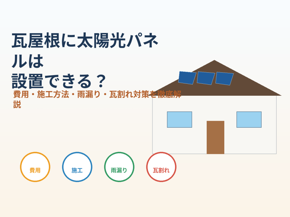 瓦屋根に太陽光パネルは設置できる？費用・施工方法・雨漏り・瓦割れ対策を徹底解説のアイキャッチ画像