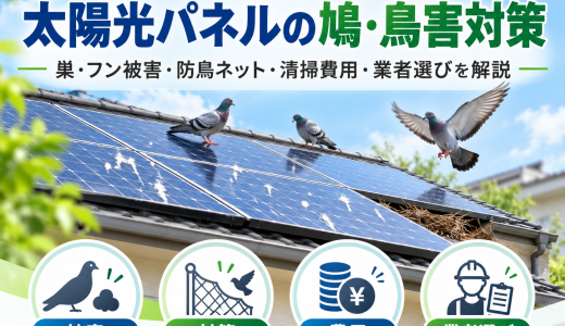 太陽光パネルの鳩・鳥害対策｜巣・フン被害・防鳥ネット・清掃費用・業者選びを解説