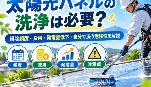太陽光パネルの洗浄は必要？掃除頻度・費用・発電量低下・自分で洗う危険性を解説