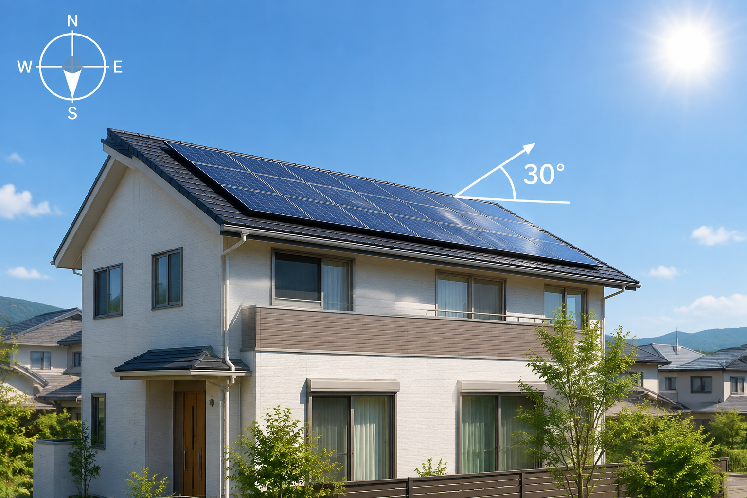 太陽光パネル 方角 角度のイメージ