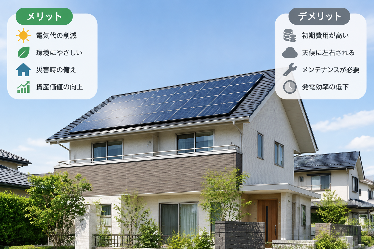 太陽光発電 メリット デメリットのイメージ