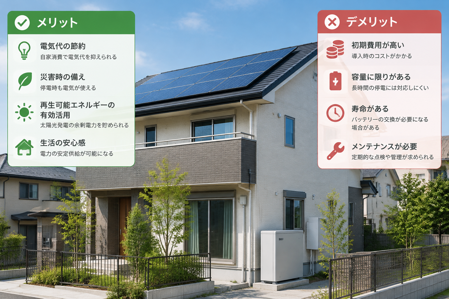 蓄電池 メリット デメリットのイメージ