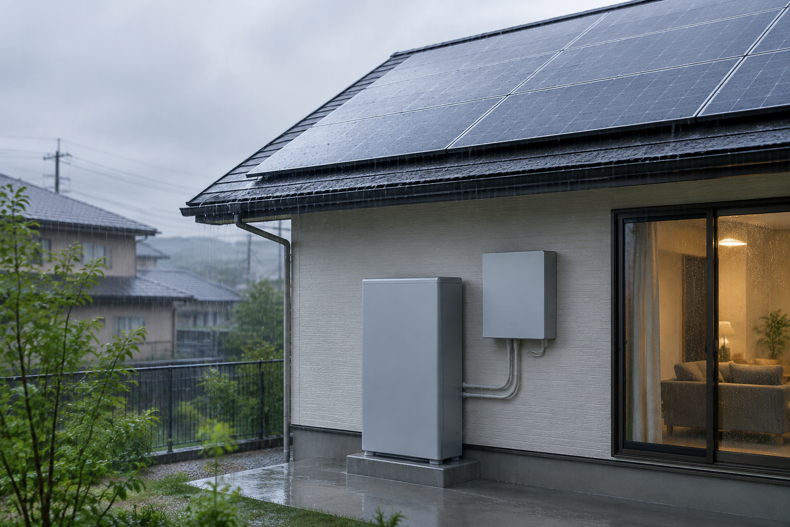 太陽光発電 雨の日のイメージ