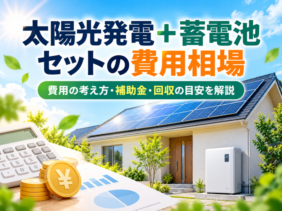 太陽光発電＋蓄電池セットの費用相場【2026年】同時設置のメリット・補助金・回収年数を解説のアイキャッチ画像