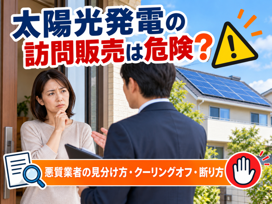 【2026年版】太陽光発電の訪問販売は危険？悪質業者の見分け方・クーリングオフ・断り方のアイキャッチ画像