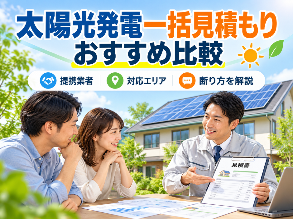【2026年最新】太陽光発電一括見積もりおすすめ比較｜提携業者・対応エリア・断り方まで徹底解説のアイキャッチ画像