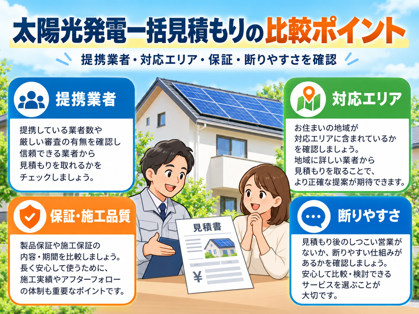 【2026年最新】太陽光発電一括見積もりおすすめ比較｜提携業者・対応エリア・断り方まで徹底解説の解説画像1