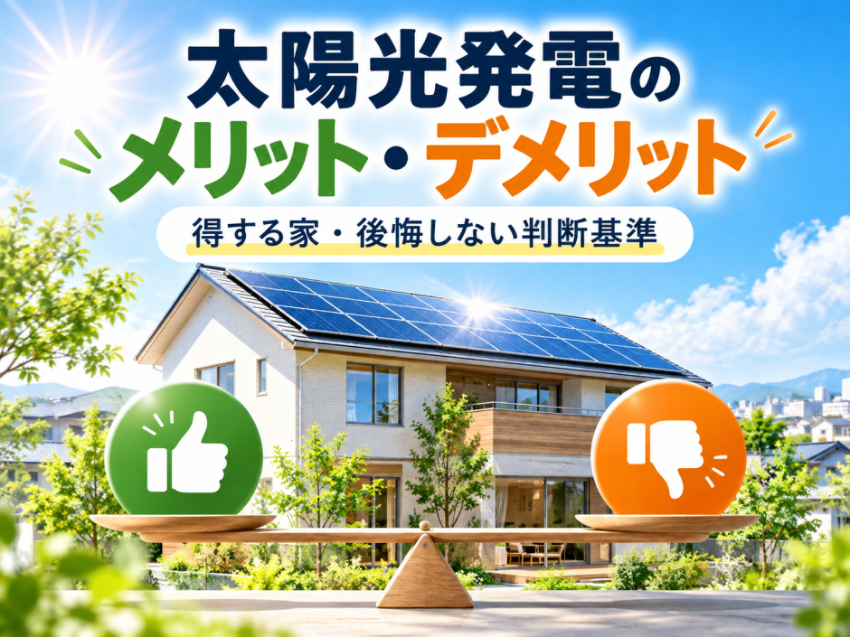 太陽光発電のメリット・デメリット｜得する家・損する家・後悔しない判断基準を解説【2026年】のアイキャッチ画像