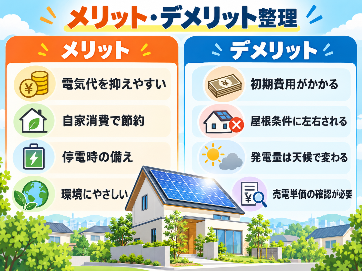 太陽光発電のメリット・デメリット|得する家・損する家・後悔しない判断基準を解説【2026年】の解説画像1